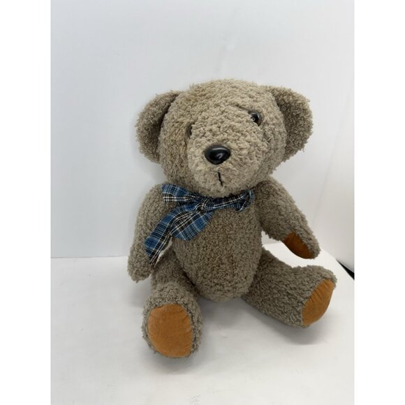Midwestern Home Products Teddy Bear Plush Blue Bow 15" Stuffed Animal Jointed - Picture 1 of 10